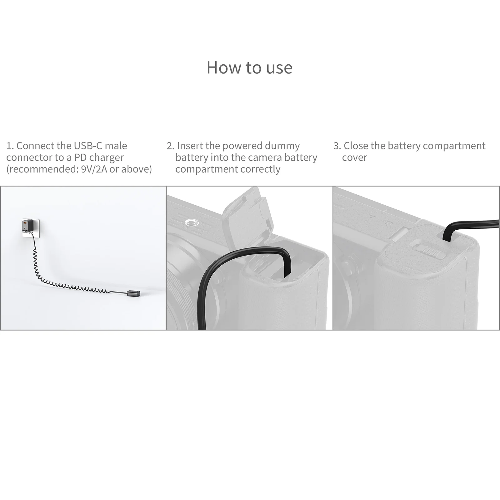 Sony Camera Zv-E10 - SmallRig 6542 USB-C Dummy-Akku-Kabel für Sony
